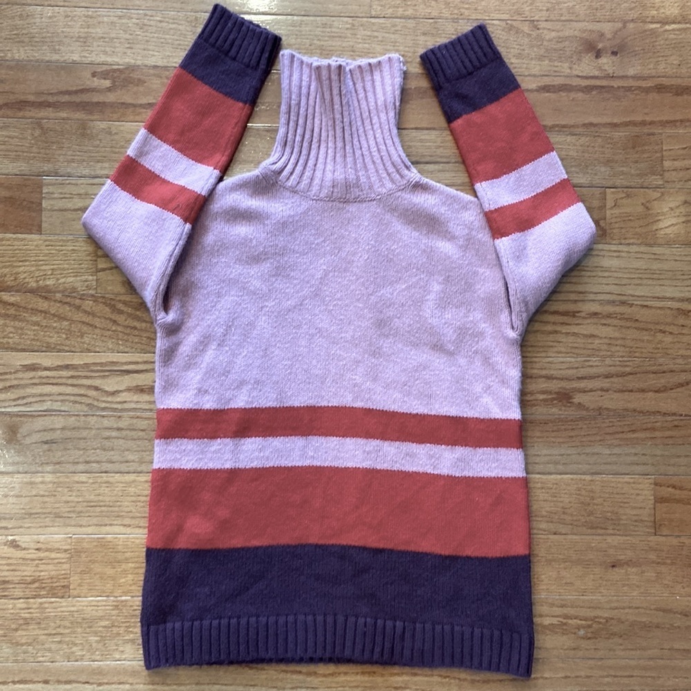 Ann Taylor Pink Red Colorblock Turtleneck Sweater Women Size medium